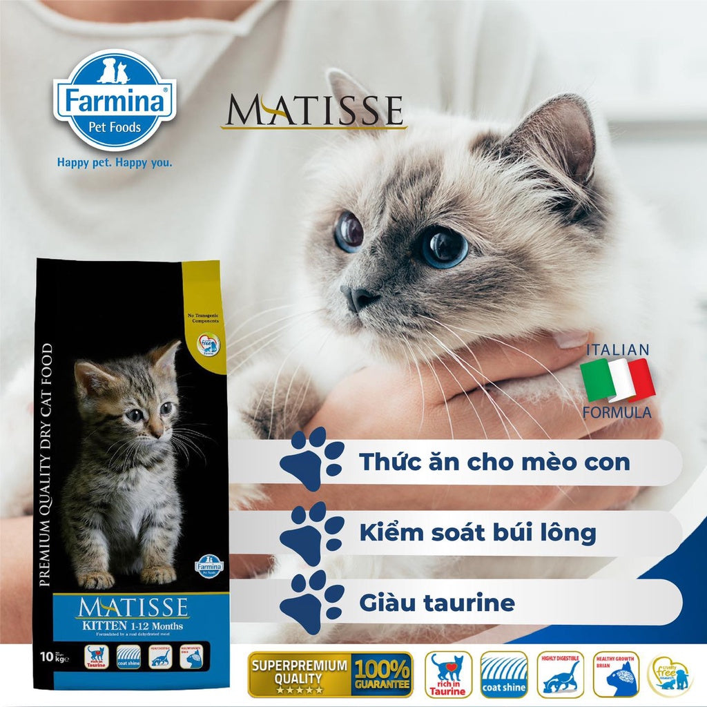 Hạt mèo Farmina Matisse – Indoor & Kitten Thức Ăn Khô Cao Cấp Cho Mèo Từ Italy - Huna