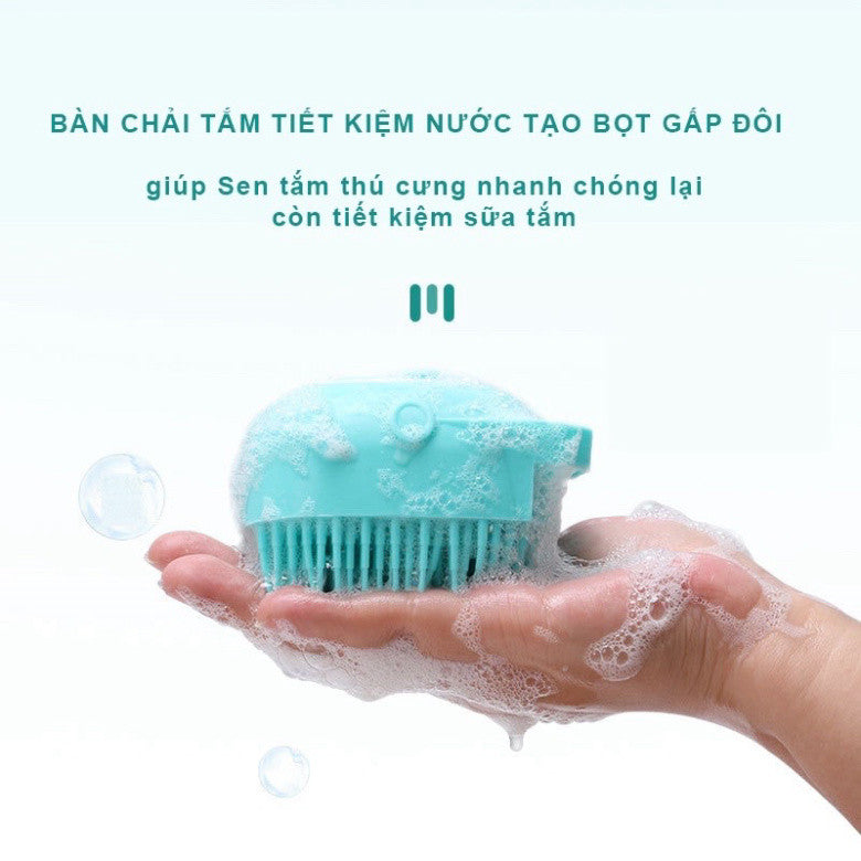 Bàn chải tắm cho chó mèo - Bàn chà lông massage cho cún và mèo - Huna