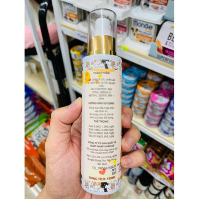 Dầu Cá Hồi Q8 150ml Cho Chó Mèo Chống Rụng Lông Giúp Da Khỏe Mạnh - Huna