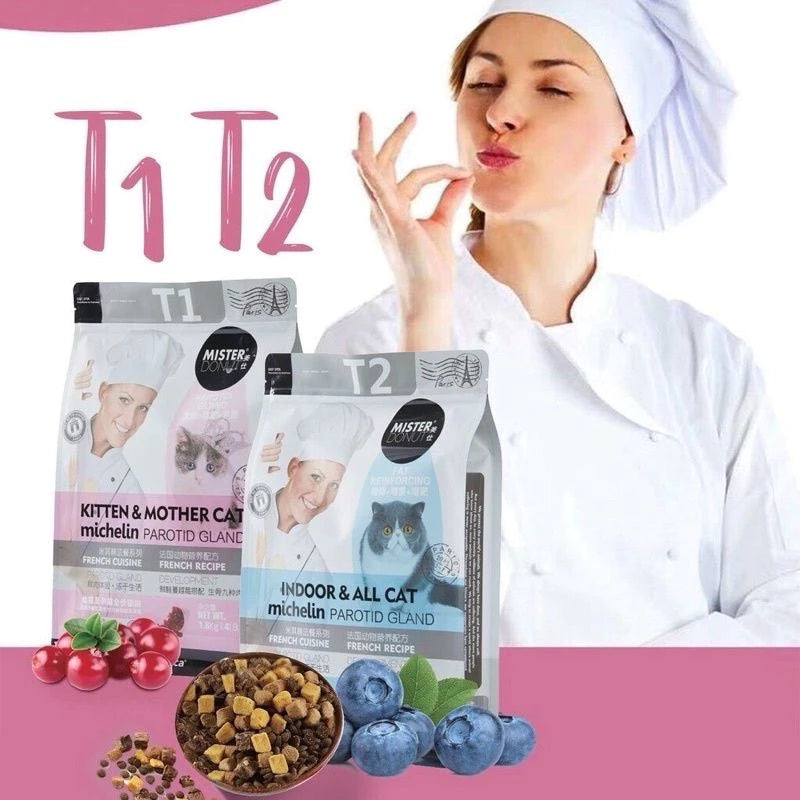 Hạt cho mèo Mister Donut T1/T2 1.8kg Thức ăn cho mèo mẹ, mèo con cao cấp, Dinh Dưỡng Toàn Diện - Huna