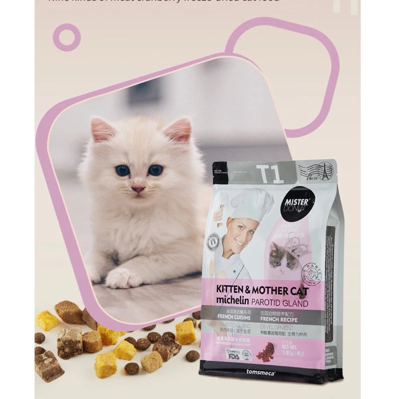 Hạt cho mèo Mister Donut T1/T2 1.8kg Thức ăn cho mèo mẹ, mèo con cao cấp, Dinh Dưỡng Toàn Diện - Huna