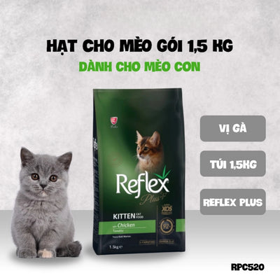 Hạt cho mèo Reflex Plus cao cấp - Protein cá hồi/gà/cừu - Hỗ trợ tiêu hóa, mèo triệt sản, da bóng mượt - Túi 1.5kg
