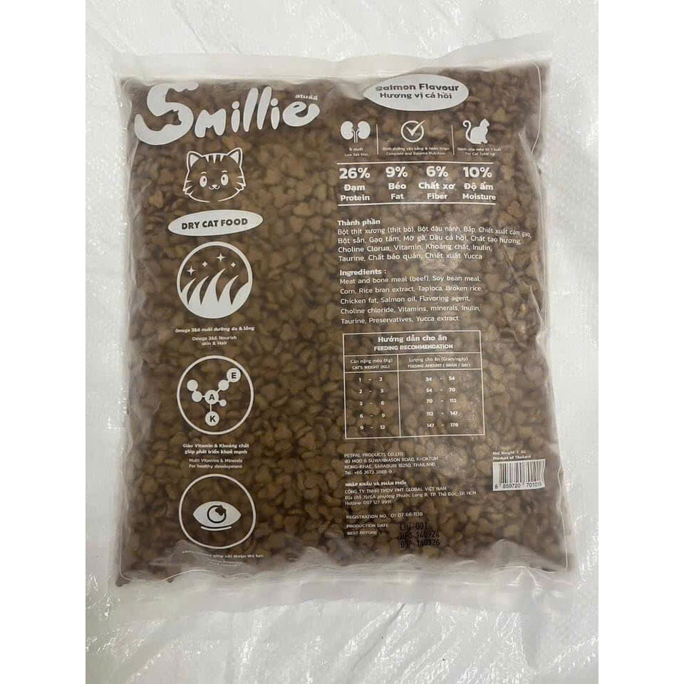 Hạt thức ăn cho mèo Smillie 1kg – Chăm sóc toàn diện cho mèo yêu - Made in Thailand - Huna