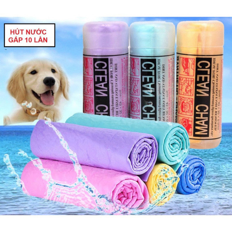 Khăn Tắm CLEAN CHARM Chó Mèo Siêu Thấm Nước Có Hộp Xịn - Huna