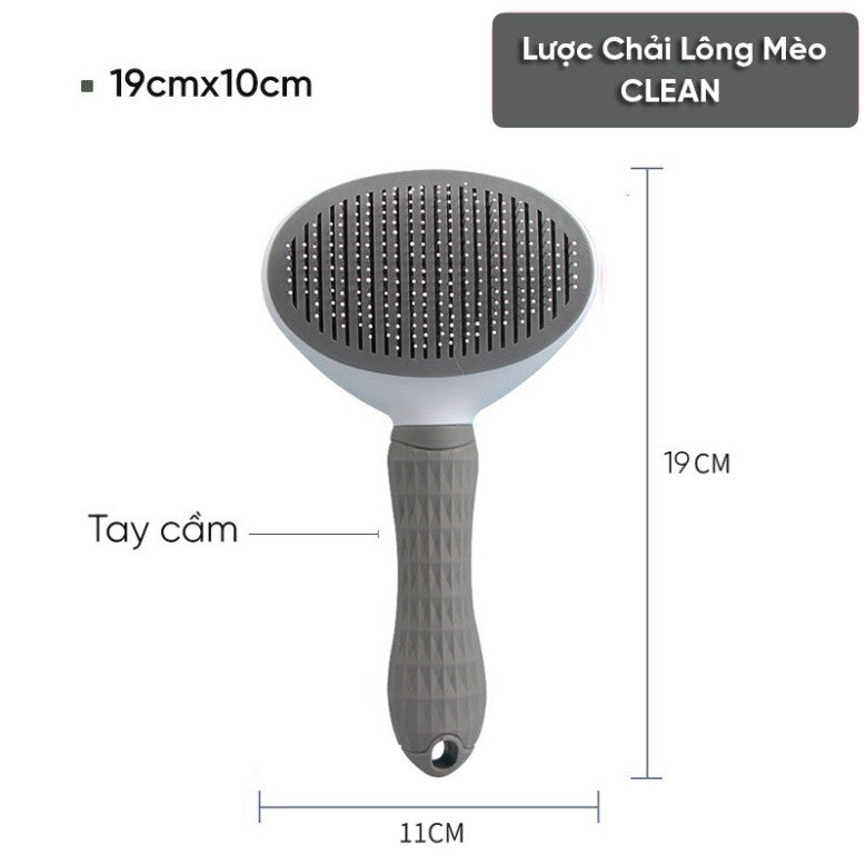 Lược chải lông CLEAN nguyên hộp chính hãng cho mèo chó có nút bấm lấy lông - Huna