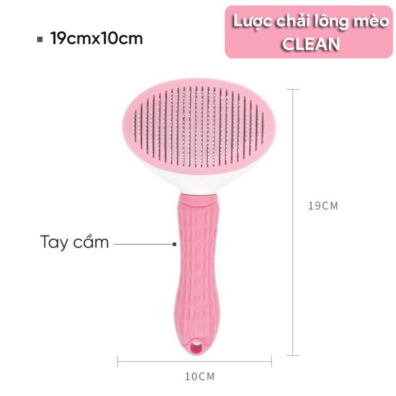 Lược chải lông CLEAN nguyên hộp chính hãng cho mèo chó có nút bấm lấy lông - Huna