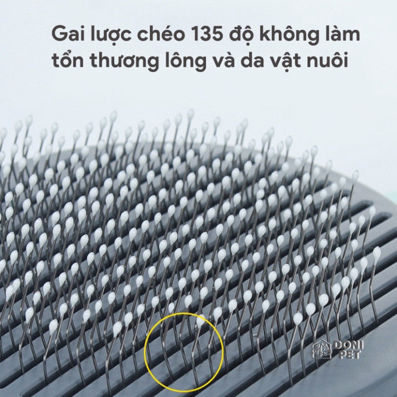 Lược chải lông CLEAN nguyên hộp chính hãng cho mèo chó có nút bấm lấy lông - Huna