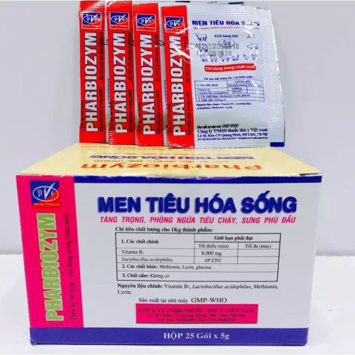 Men tiêu hóa sống Pharbiozym cho chó mèo gói 5g - Huna