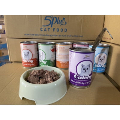 Thức ăn ướt Pate Catchy lon 400g pate cho mèo mọi lứa tuổi - Huna