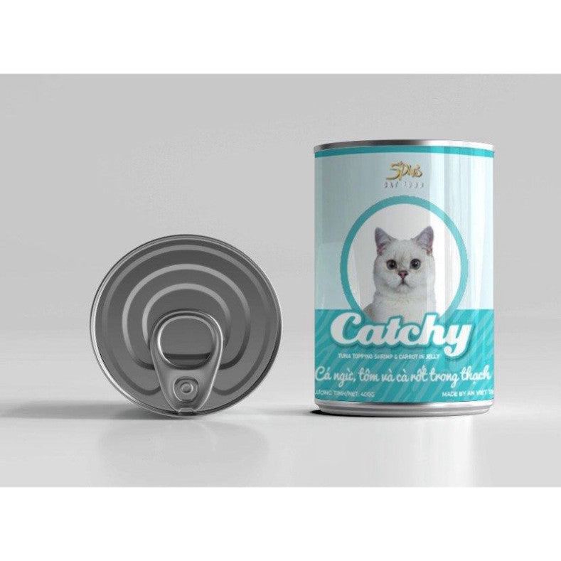 Thức ăn ướt Pate Catchy lon 400g pate cho mèo mọi lứa tuổi - Huna