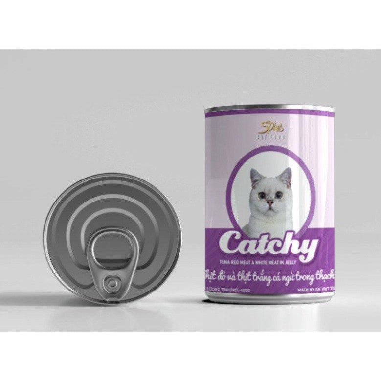 Thức ăn ướt Pate Catchy lon 400g pate cho mèo mọi lứa tuổi - Huna