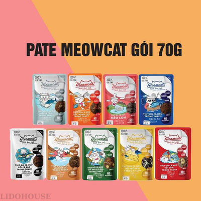 Thức ăn ướt pate cho mèo Meowcat lớn nhỏ 70g - Huna