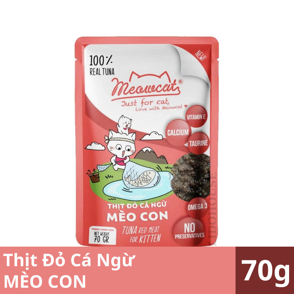Thức ăn ướt pate cho mèo Meowcat lớn nhỏ 70g - Huna