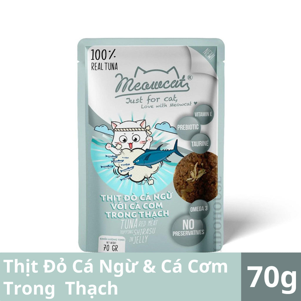 Thức ăn ướt pate cho mèo Meowcat lớn nhỏ 70g - Huna