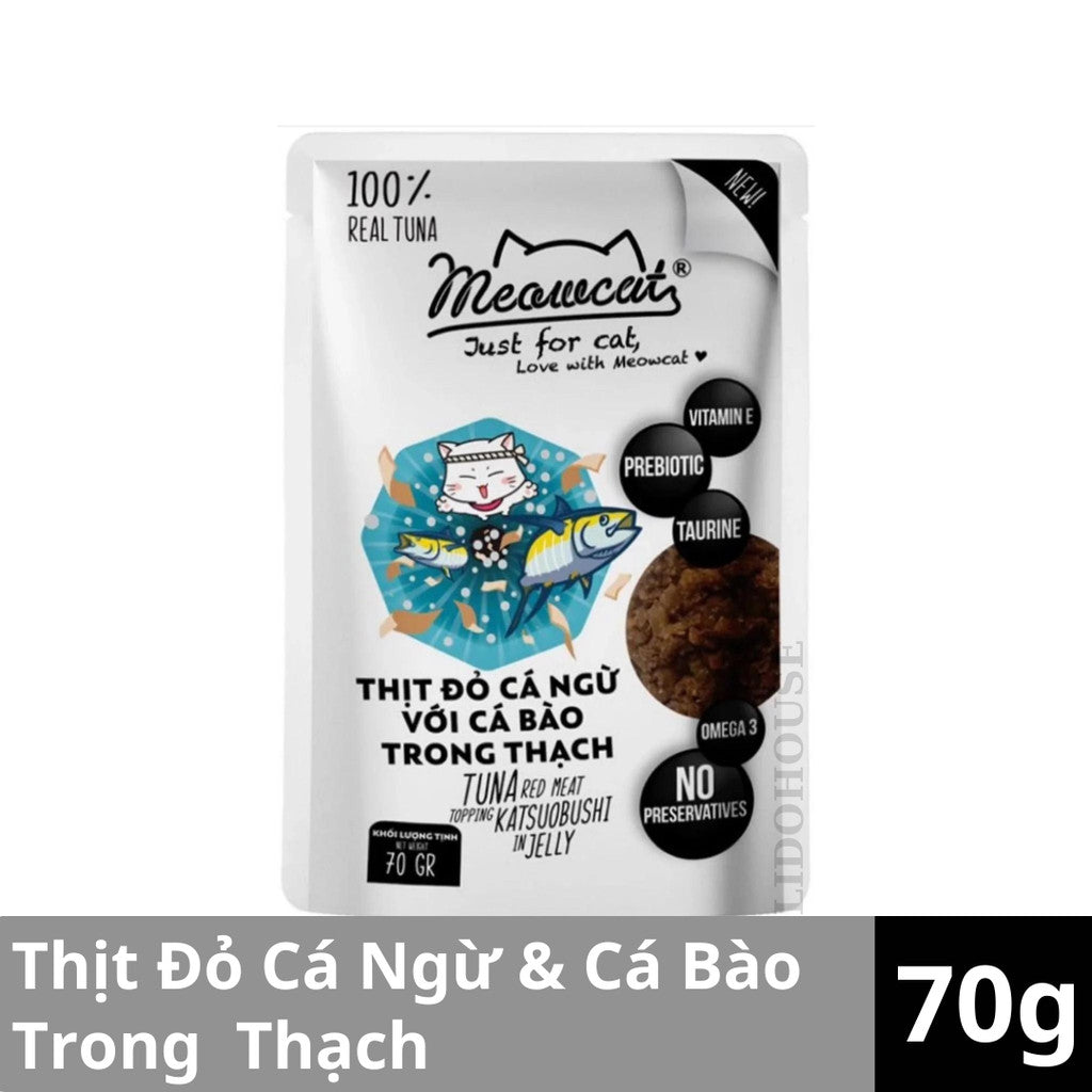 Thức ăn ướt pate cho mèo Meowcat lớn nhỏ 70g - Huna
