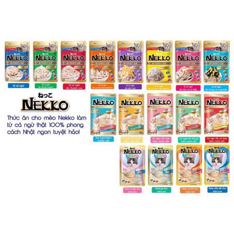 Pate Cho Mèo Nekko 70g - Thức Ăn Ướt Dinh Dưỡng, Hỗ Trợ Thị Lực & Da Lông Mượt - Nhiều Hương Vị