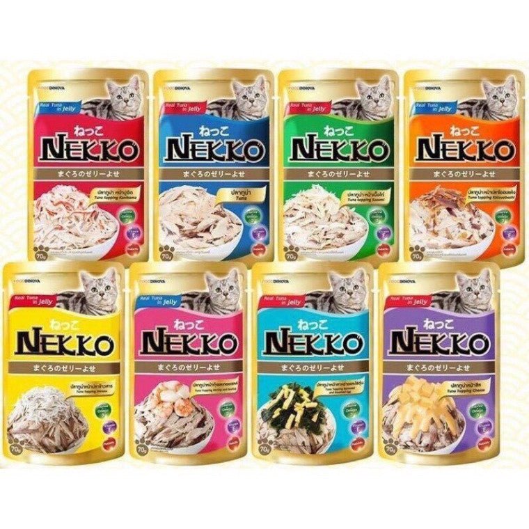 Pate Cho Mèo Nekko 70g - Thức Ăn Ướt Dinh Dưỡng, Hỗ Trợ Thị Lực & Da Lông Mượt - Nhiều Hương Vị
