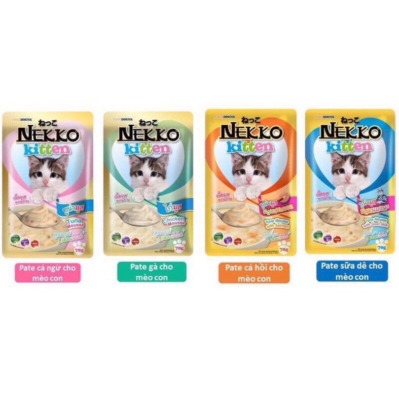 Pate Cho Mèo Nekko 70g - Thức Ăn Ướt Dinh Dưỡng, Hỗ Trợ Thị Lực & Da Lông Mượt - Nhiều Hương Vị