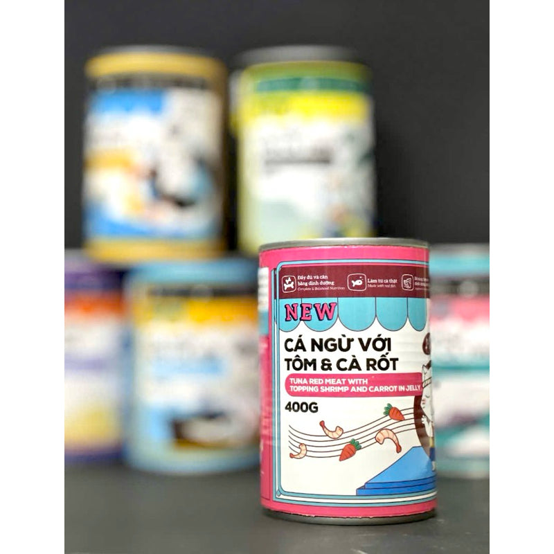 Pate cho mèo Meowcat - Thức ăn dinh dưỡng cao cấp cho mèo - Lon 400g - Huna