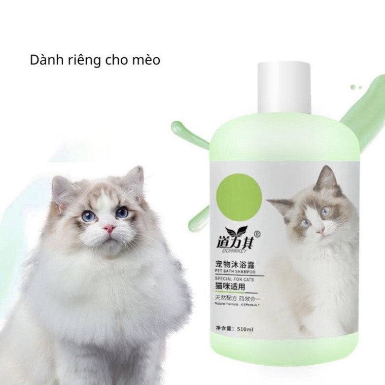 Sữa tắm cho chó mèo Dorrikey, giảm nấm ngứa, dưỡng ẩm, trừ ve rận, bao thơm, sạch 510ml - Huna