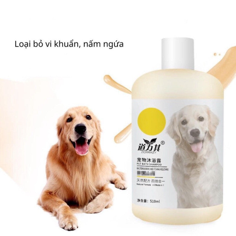 Sữa tắm cho chó mèo Dorrikey, giảm nấm ngứa, dưỡng ẩm, trừ ve rận, bao thơm, sạch 510ml - Huna