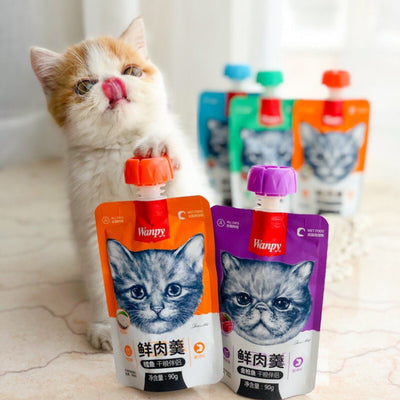 Súp thưởng Wanpy 90g - súp thưởng nắp vặn Wanpy cho mèo - Huna