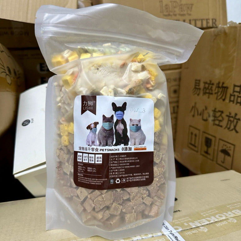 Thức ăn đông khô cho thú cưng - Hỗn hợp thịt, gan, trứng, cá sấy khô cho chó mèo 660g - Huna