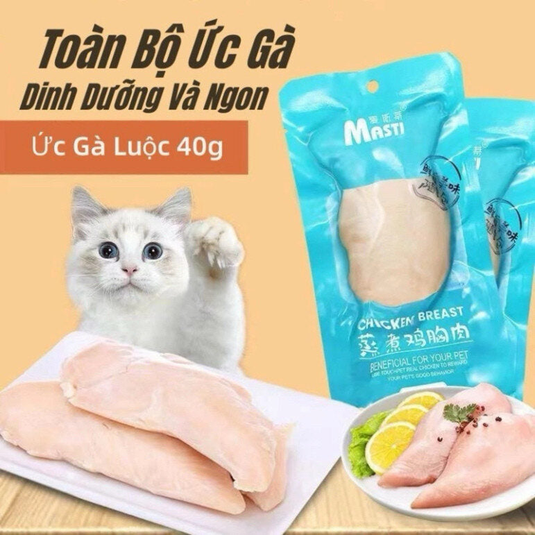 Ức Gà Hấp - Ức Gà Masti Cho Chó Mèo túi 40g - Huna