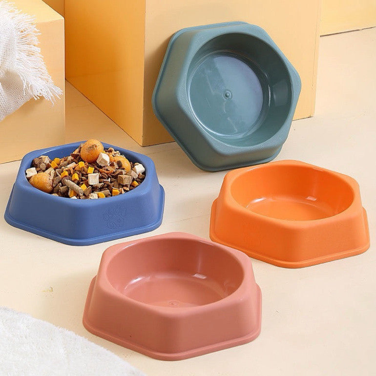 Bát nhựa lục giác bát ăn cỡ lớn cho chó mèo thú cưng - Huna