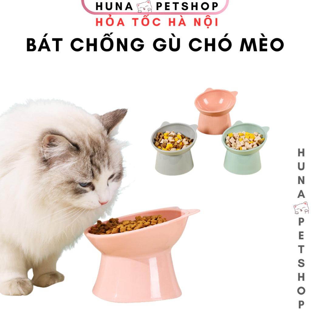 Bát Đựng Thức Ăn Nghiêng 15° Có Đế Cho Mèo – Thiết Kế Thông Minh, Bảo Vệ Cổ Mèo