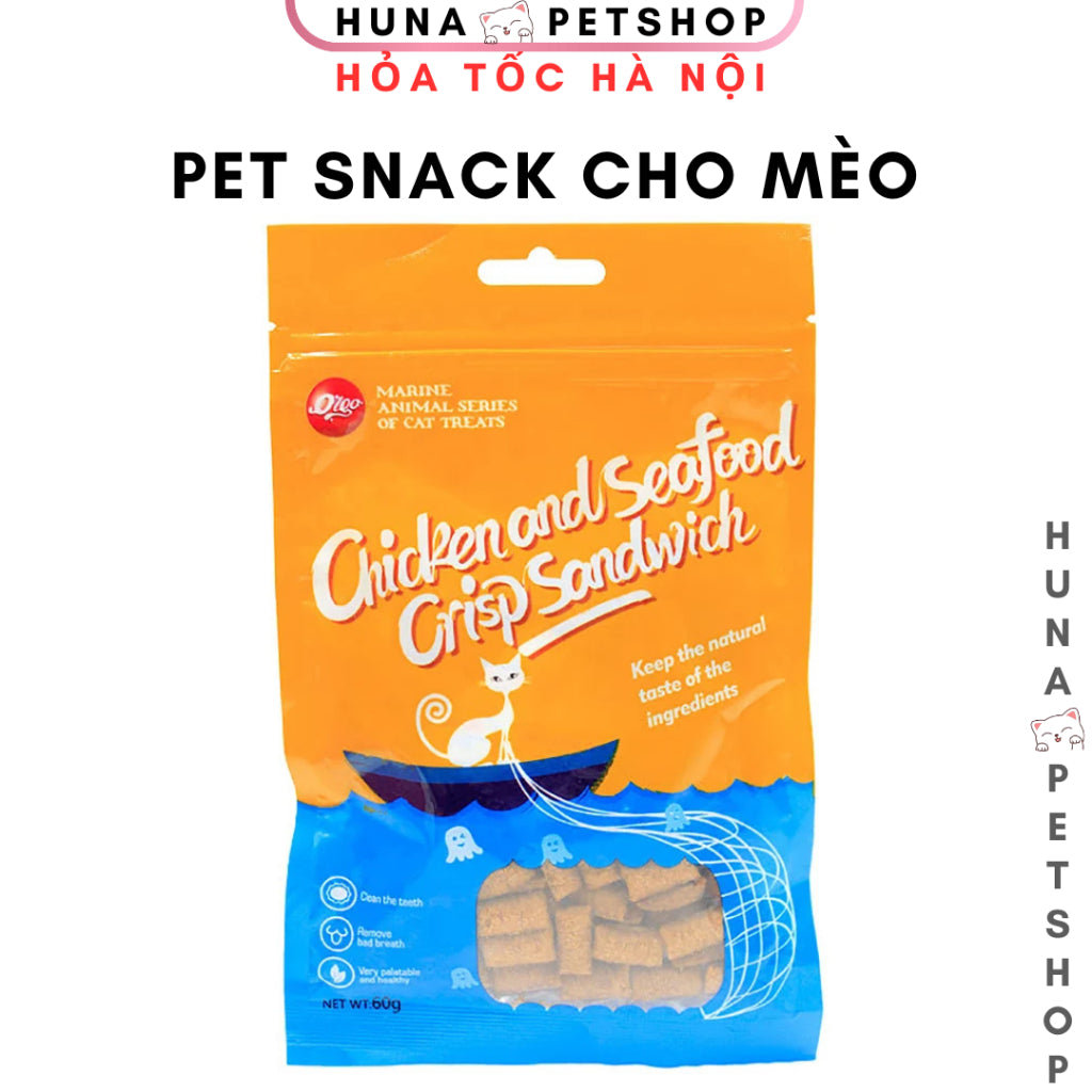 Bánh Thưởng Cho Mèo Vị Gà Và Cá Biển VEGEBRAND Orgo Chicken & Seafood Crisp Sandwich