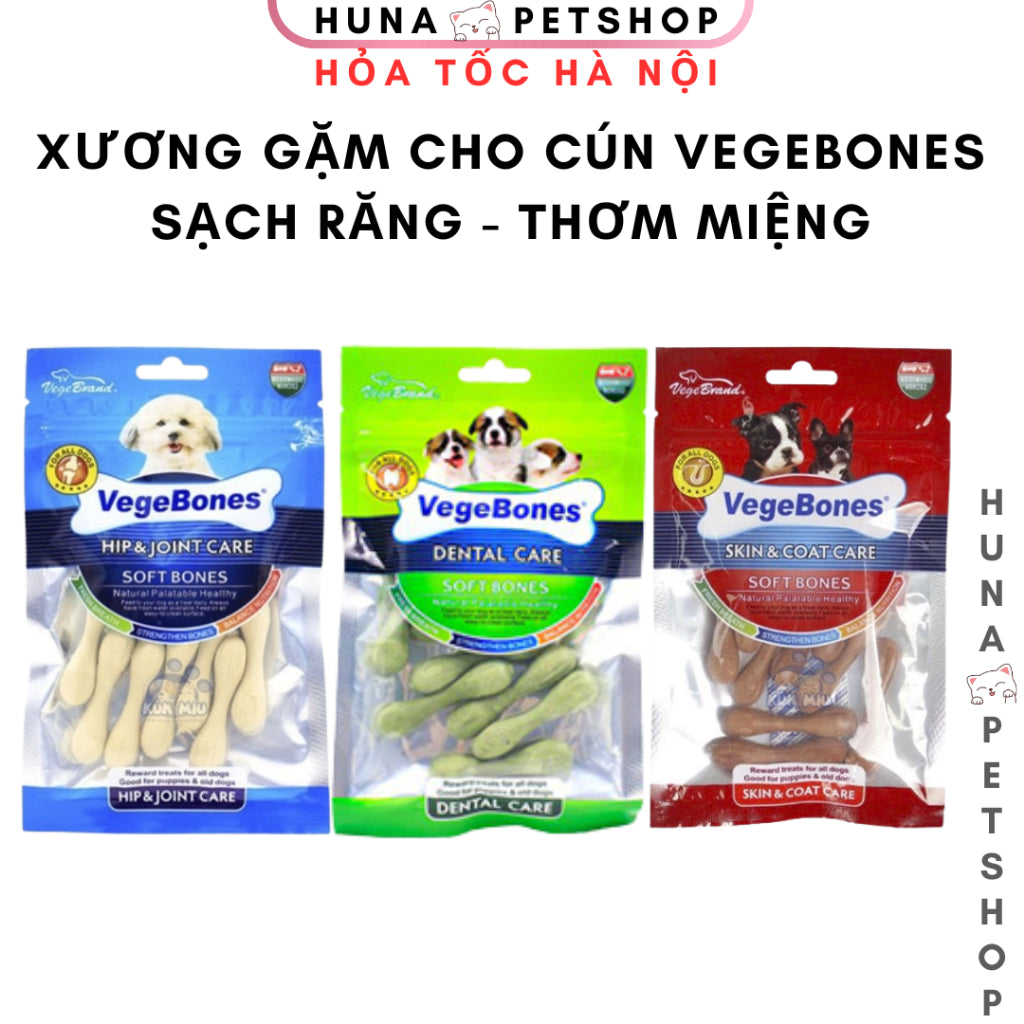 Xương Mềm Mini Cho Chó Vege Bones (Gói 60g) – Huna