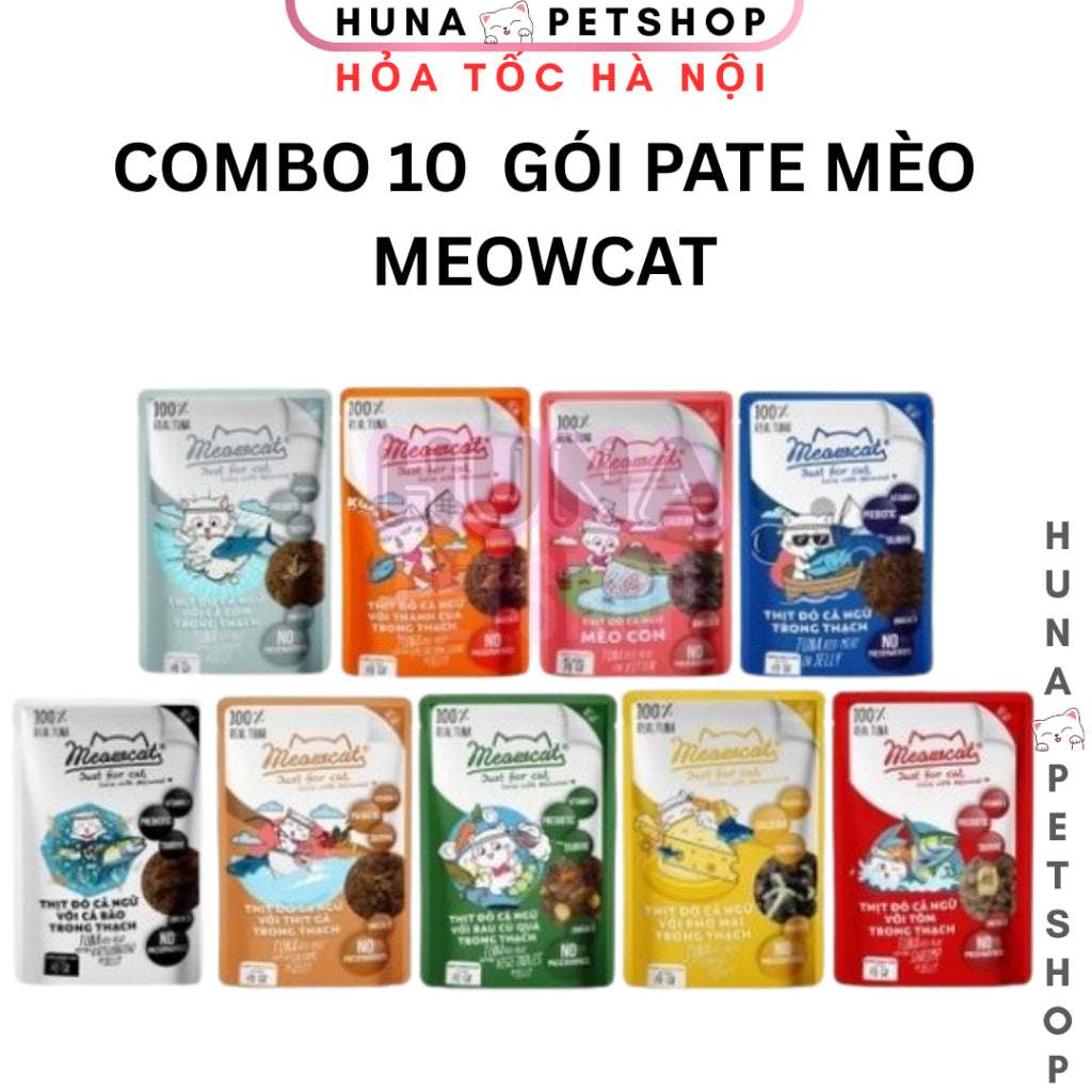 Combo Tiết Kiệm 5-10 Gói Pate Cho Mèo Meowcat 70g – Huna Petshop