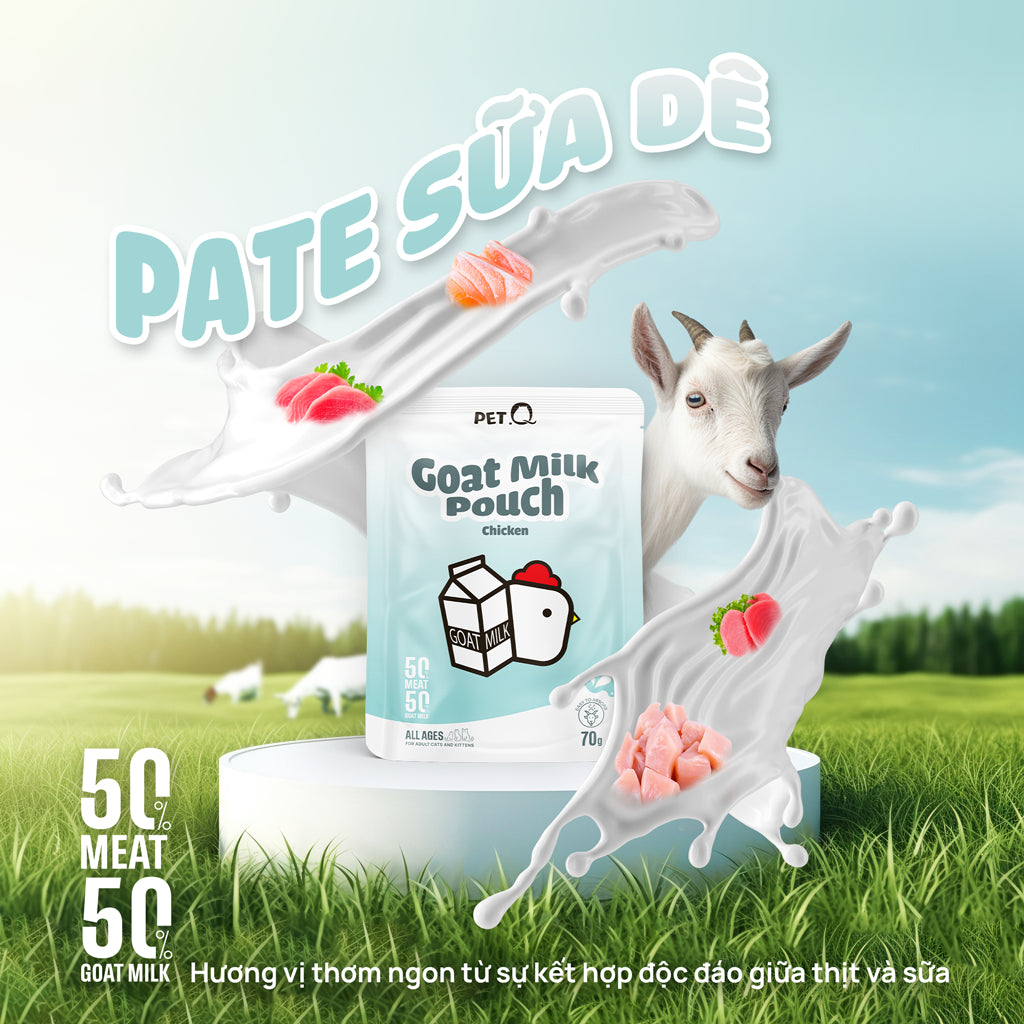 Combo 12 gói Pate Sữa Dê Cho Mèo PetQ 70g - Dễ Hấp Thu - Bổ Sung Nước - Nhiều Vị - Huna