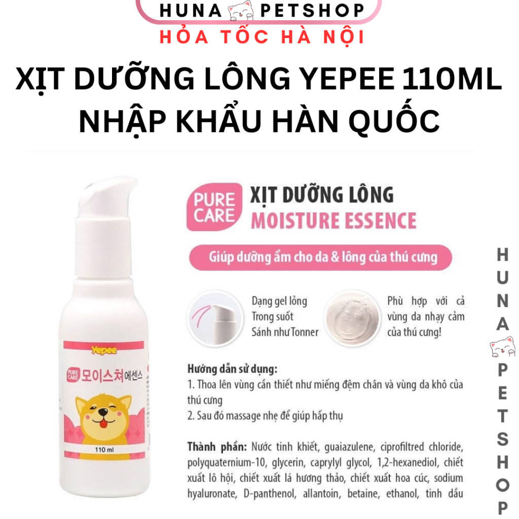 Xịt Dưỡng Lông Thơm Mát Cho Chó Mèo Yepee – Dưỡng Ẩm Da, Mềm Mượt Lông, Không Bết Dính – huna