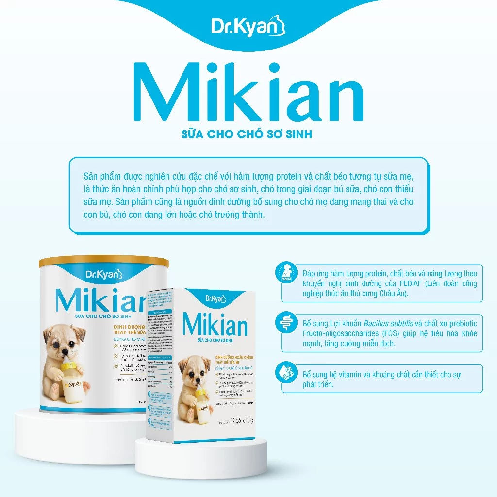Sữa Bột Dinh Dưỡng Mikian Dr.Kyan Cho Chó Con - Hỗ Trợ Tiêu hóa, Tăng Sức Đề Kháng - Lon 250gr