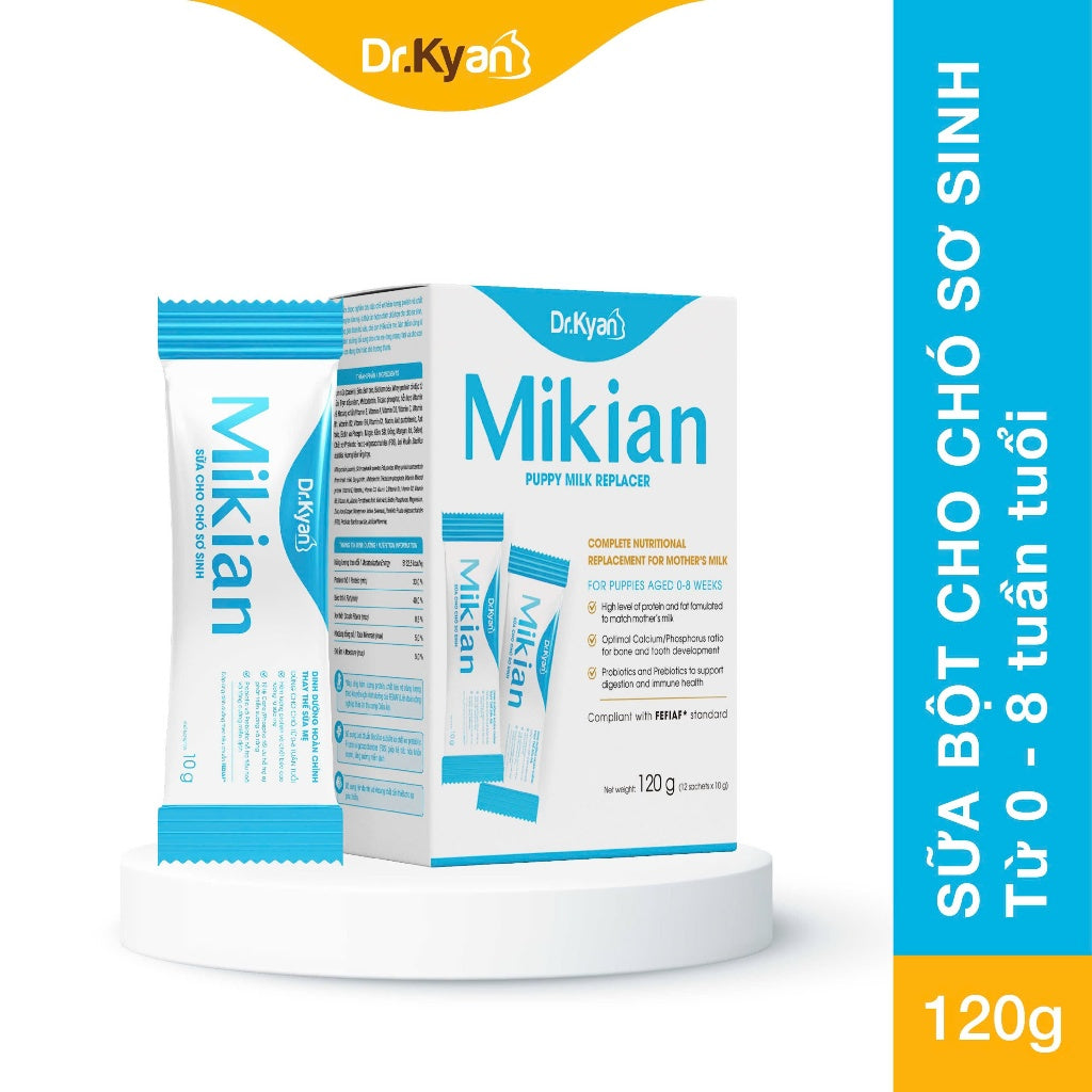 Sữa bột Mikian Dr.Kyan cho chó con mới sinh – Tăng cường đề kháng & hỗ trợ tiêu hóa – Hộp giấy 12 gói - Huna
