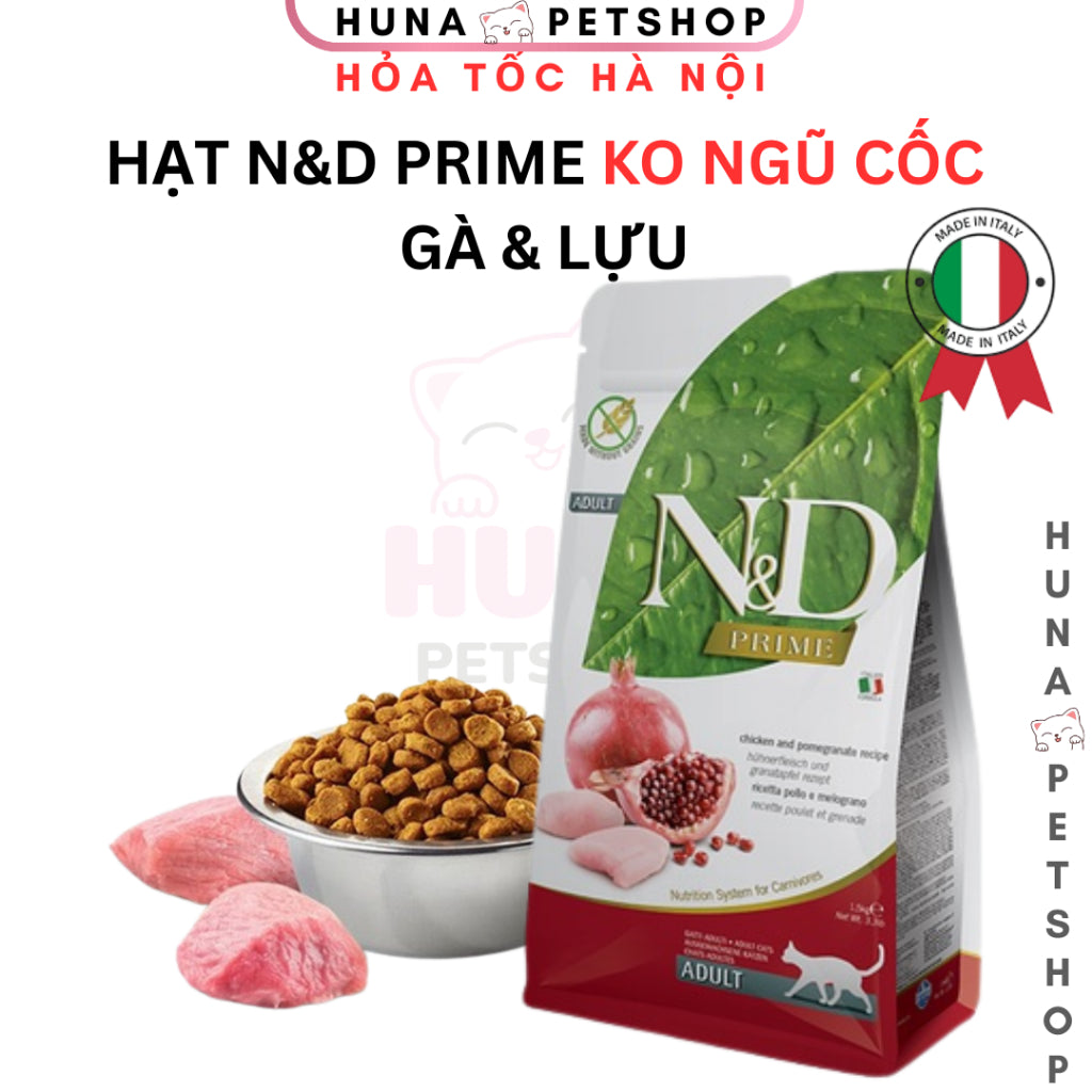 Hạt cao cấp Farmina N&D Prime Vị Gà & Lựu – Cho Mèo lớn - Huna