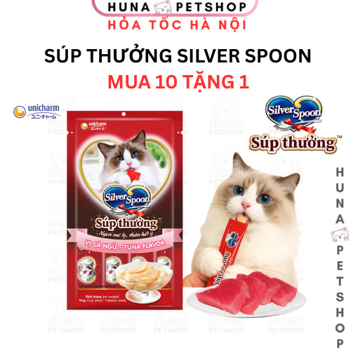 1 gói 4 thanh Súp Thưởng Silver Spoon Cho Mèo Dạng Thanh – huna