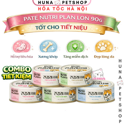 Combo tiết kiệm Pate Nutri Plan lon 90g nhập khẩu Hàn Quốc hỗ trợ tiết niệu - Huna - 동원F&B 뉴트리플랜