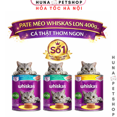 Pate whiskas cho mèo lon 400g vị cá ngừ cá biển - Huna