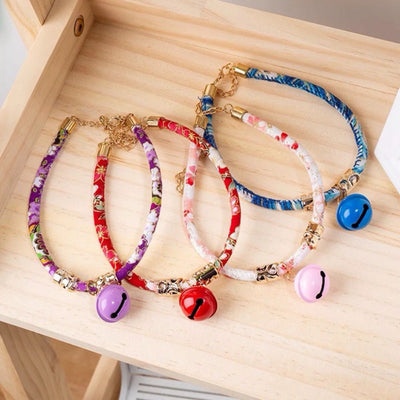 Vòng cổ cho chó mèo - Vòng thổ cẩm cho mèo chó có chuông màu cao cấp - Huna