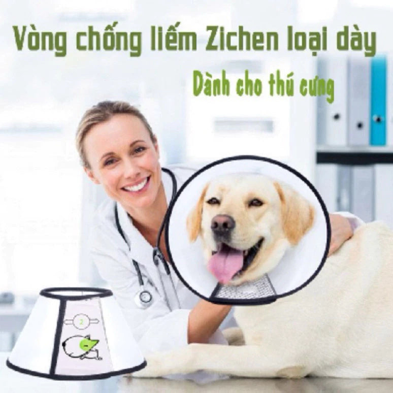 Vòng cổ chống liếm cho chó mèo chính hãng Zi Chen cao cấp - Huna