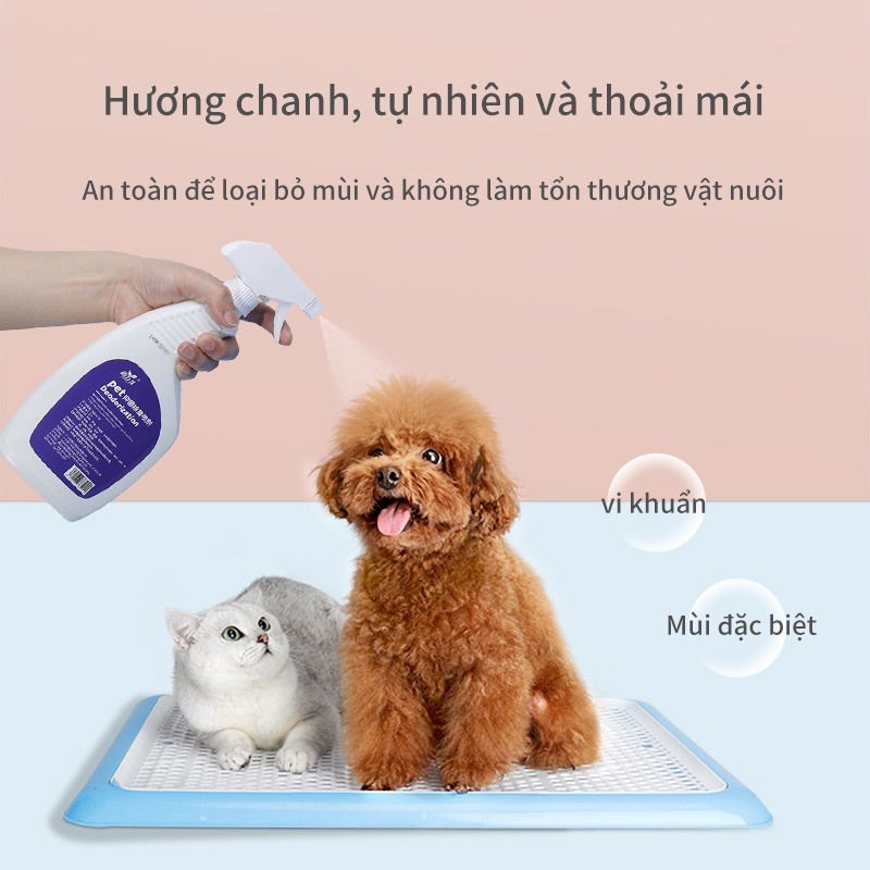 Xịt khử mùi chanh cho thú cưng 500ml - khử mùi, kháng khuẩn hiệu quả, phù hợp chuồng thú cưng, không gây kích ứng - Huna