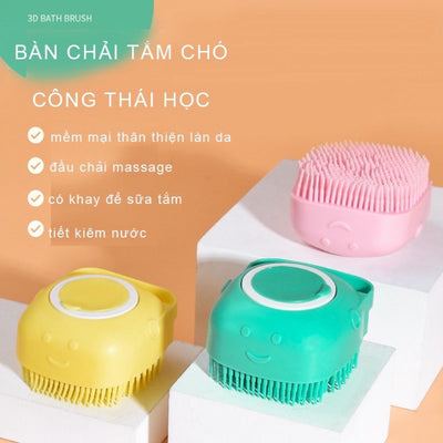 Bàn chải tắm cho chó mèo - Bàn chà lông massage cho cún và mèo - Huna