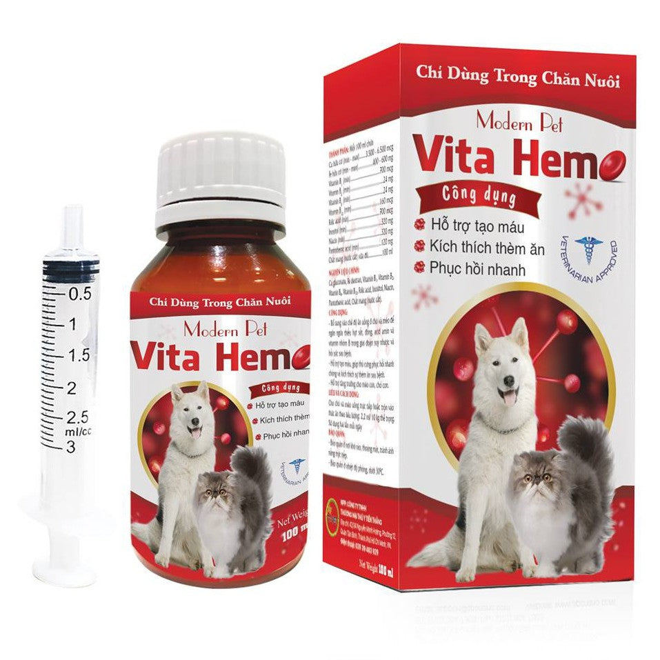Vita Hemo 100ml – Bổ Máu & Tăng Sức Đề Kháng Cho Chó Mèo – Phục Hồi Sau Bệnh – huna