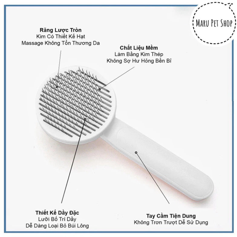 Lược KEYPET COMB chải lông gỡ rối chó mèo có nút bấm tách lông tự động khỏi lược cho thú cưng - Huna