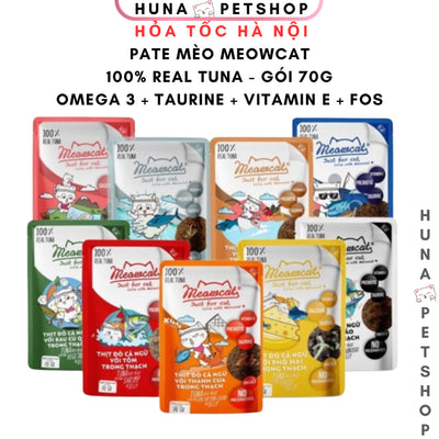 Thức ăn ướt pate cho mèo Meowcat lớn nhỏ 70g - Huna