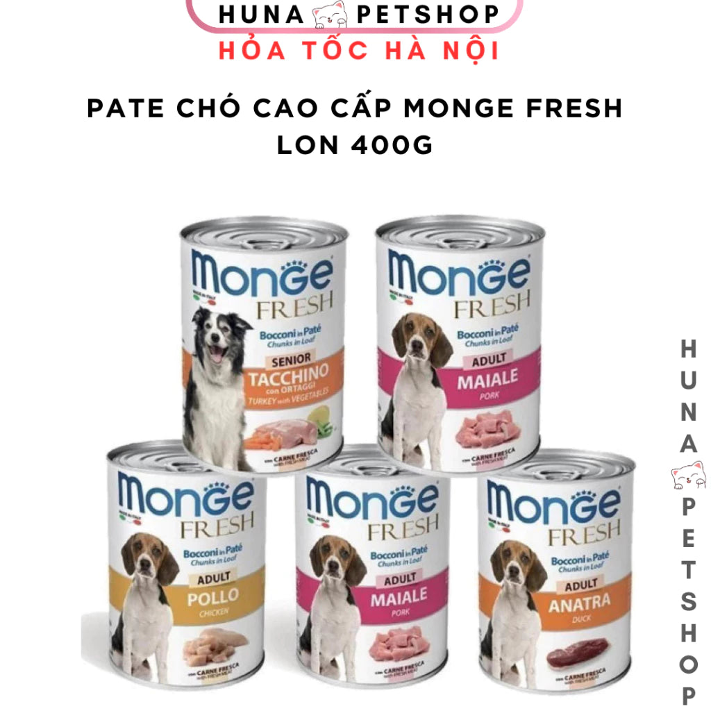 Pate cho chó cao cấp Monge 400g – Thức ăn dinh dưỡng hoàn chỉnh cho chó từ 01 tháng tuổi