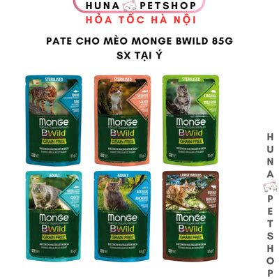Pate Monge BWild cho mèo mọi độ tuổi - nhập khẩu Ý phù hợp mèo trưởng thành và mèo triệt sản - Huna
